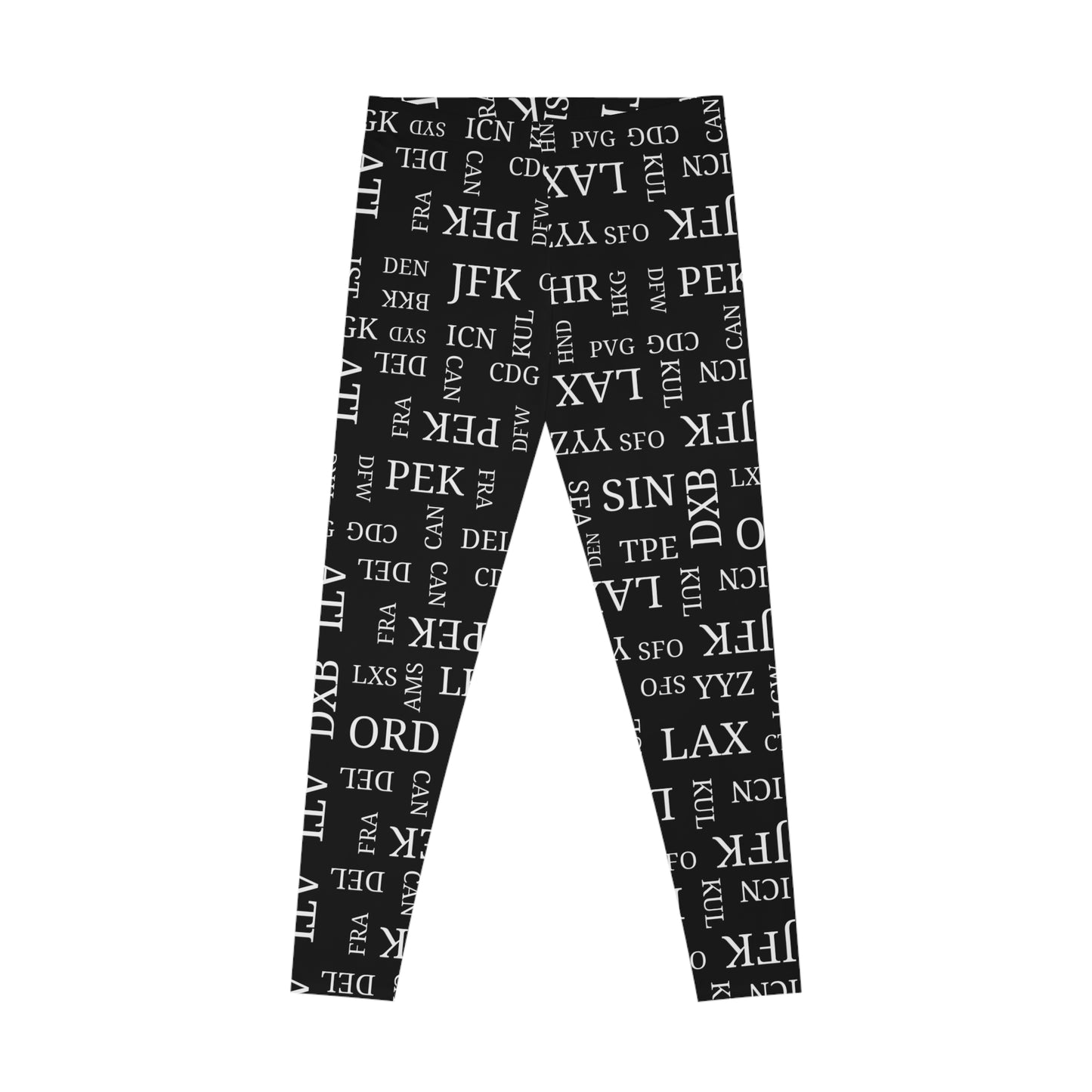 Airport Code Leggings for Travel Lovers (Black)