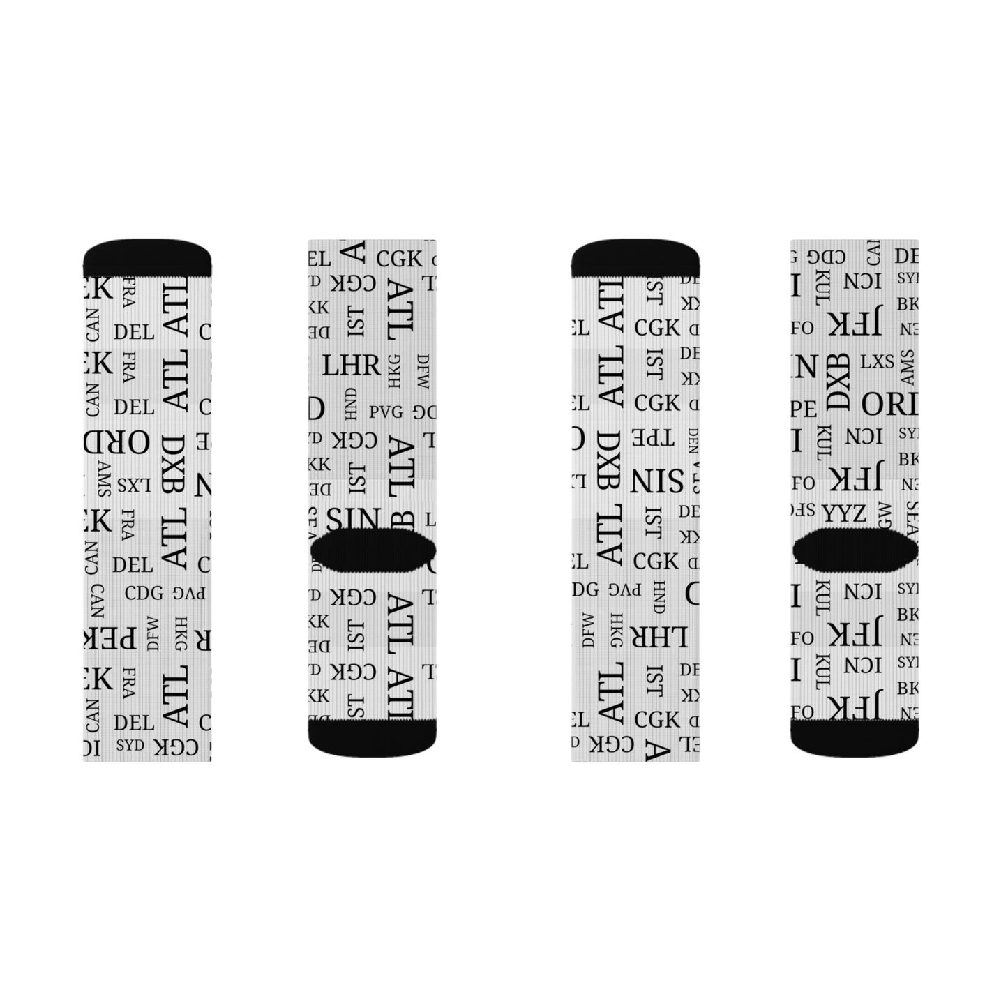 Conversation Starting Cushy Travel Socks With Airport Code Pattern