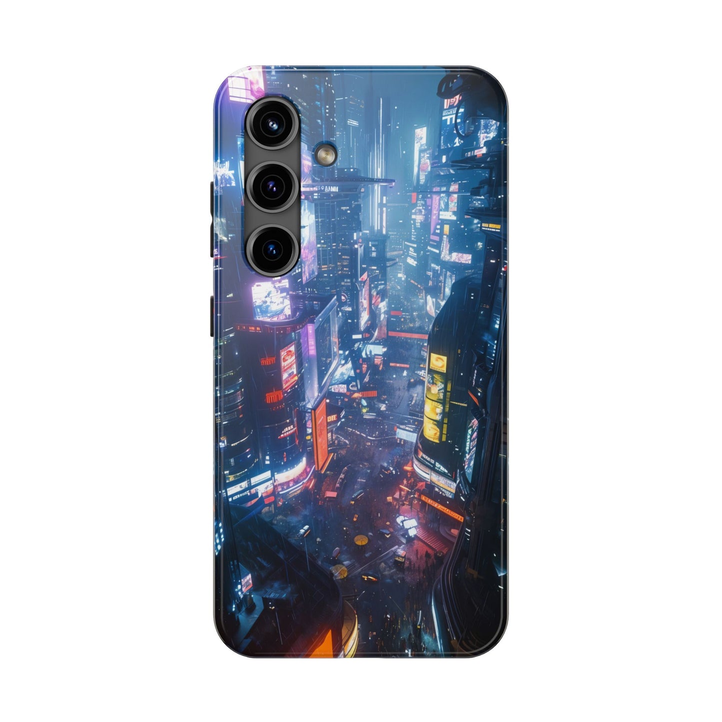 Cyberpunk Tall City, Dystopian Cyberpunk themed Phone Case with Lofi Aesthetic and Robotic Vaporwave Endless Landscape