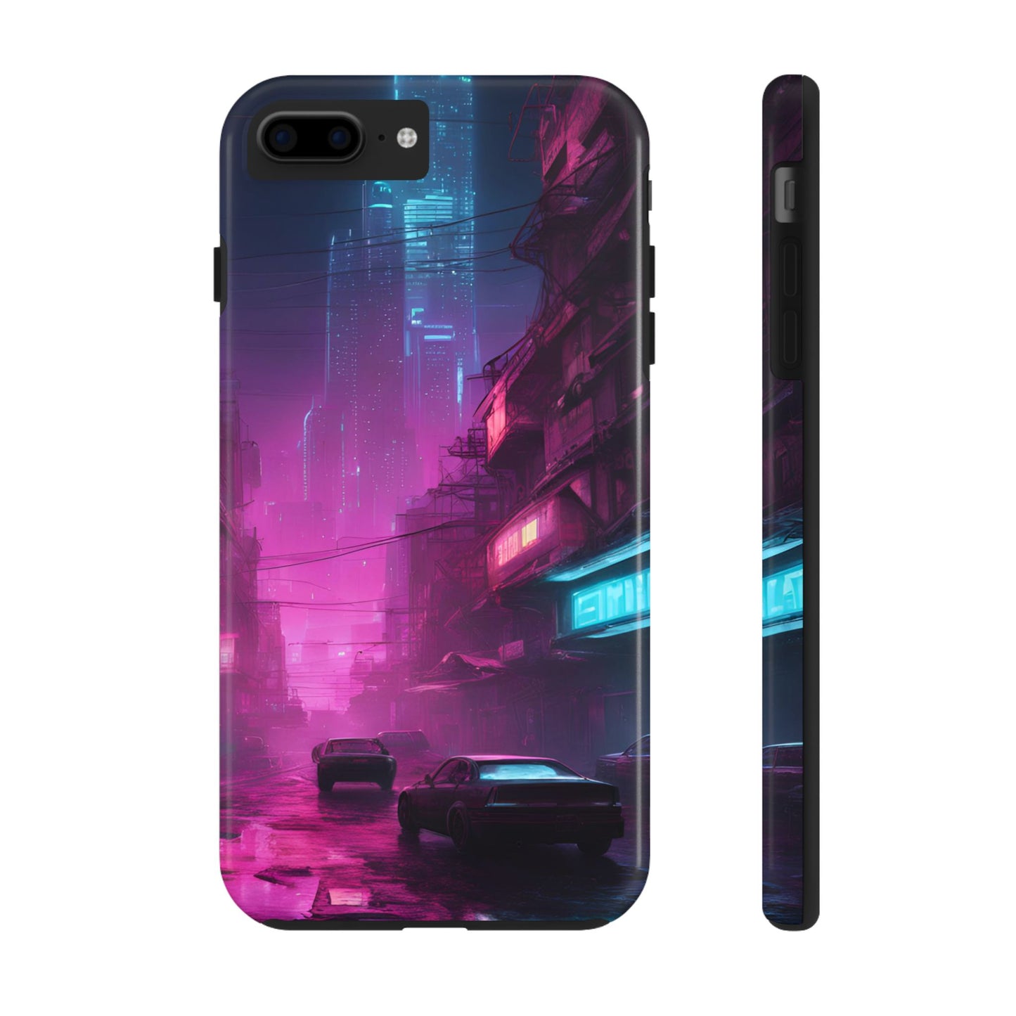 Cyberpunk Alley in Dystopian City Themed Phone Case with Lofi Aesthetic and Robotic Vaporwave Feel