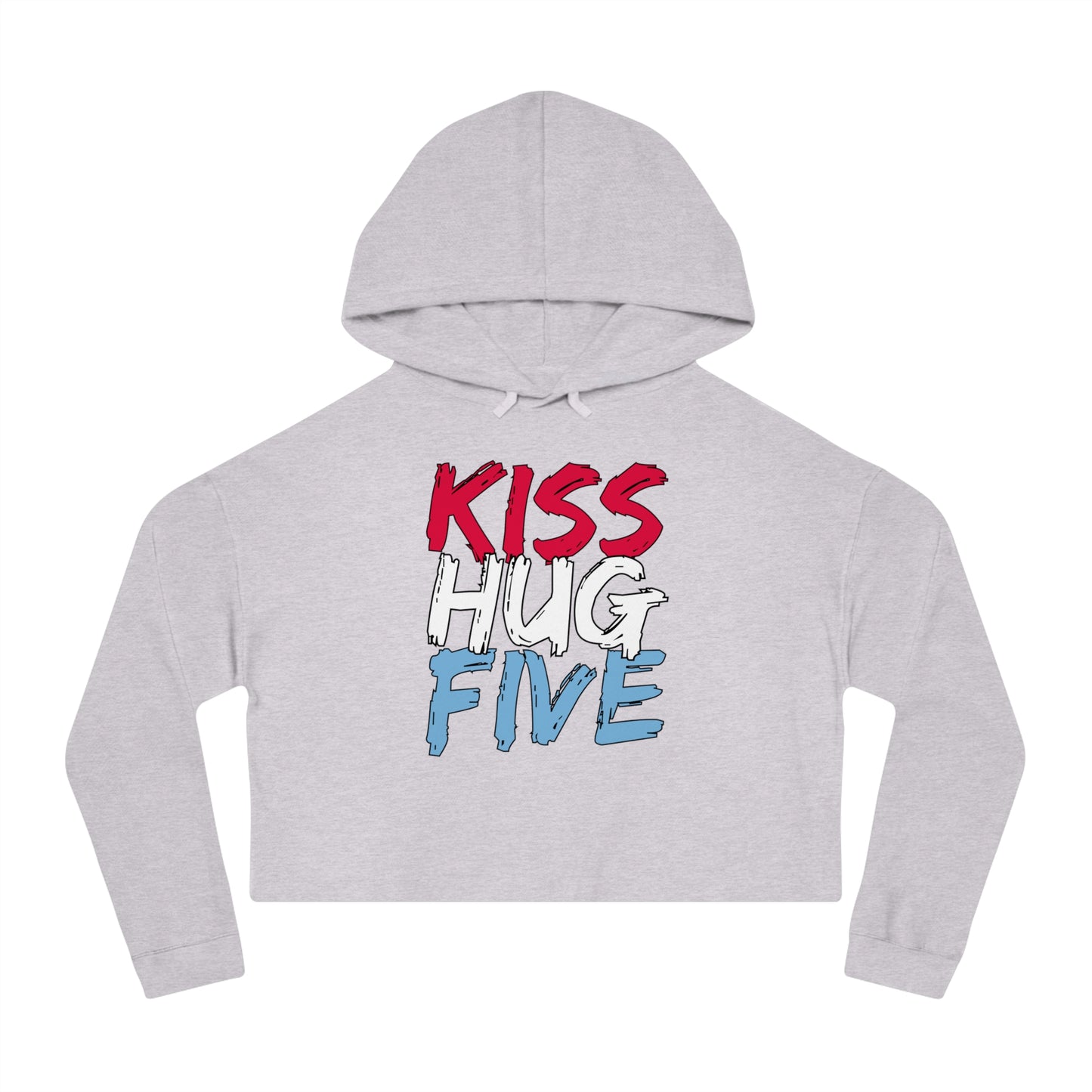 KissHugFive Premium Women’s Cropped Hooded Sweatshirt with Front and Back Printing