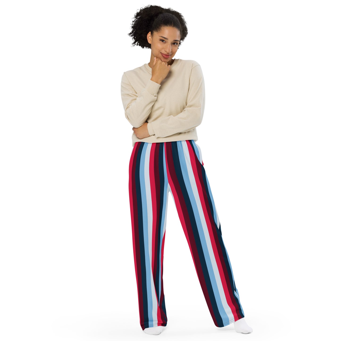 Wide-Leg Jogger Pants, Raspberry Treat Colors, Travel, Leisure and Lounge Wear