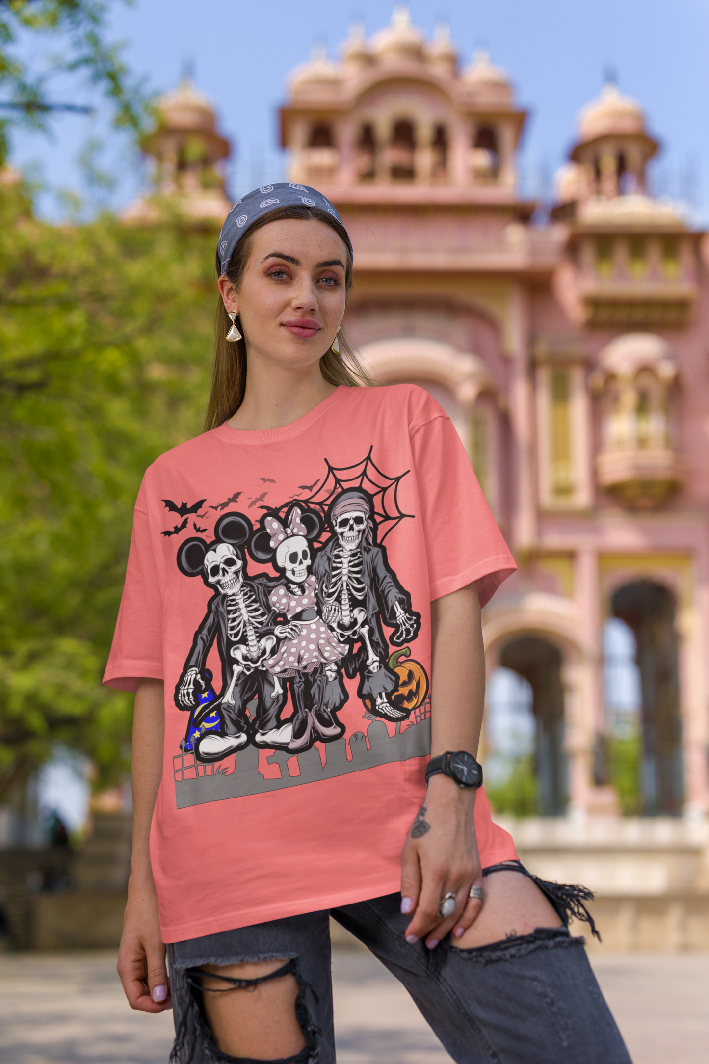 Minnie Mouse, Mickey Mouse, Jack Sparrow Halloween Skeleton Tshirt